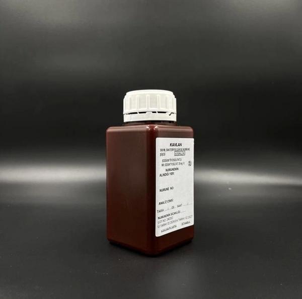 Su Numune Şişesi 500 ml Pp Tiyosülfatlı Steril Amber Renk/Koli 72 Adet - Image 1