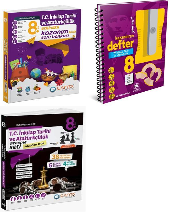 Çanta 2025 8. Sınıf Lgs İnkılap Bilgiler Etkinlikli Soru + Kazandıran Defter + Kazanım Deneme Seti 3 Kitap - Çanta Yayınları - Image 1
