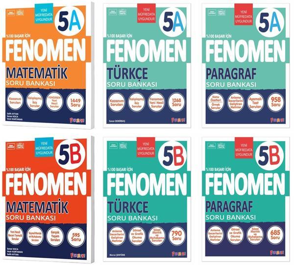 Fenomen Okul 2025 5. Sınıf Matematik + Türkçe + Paragraf A + B Serisi Soru Seti 6 Kitap Güncel Müfredat - Image 1
