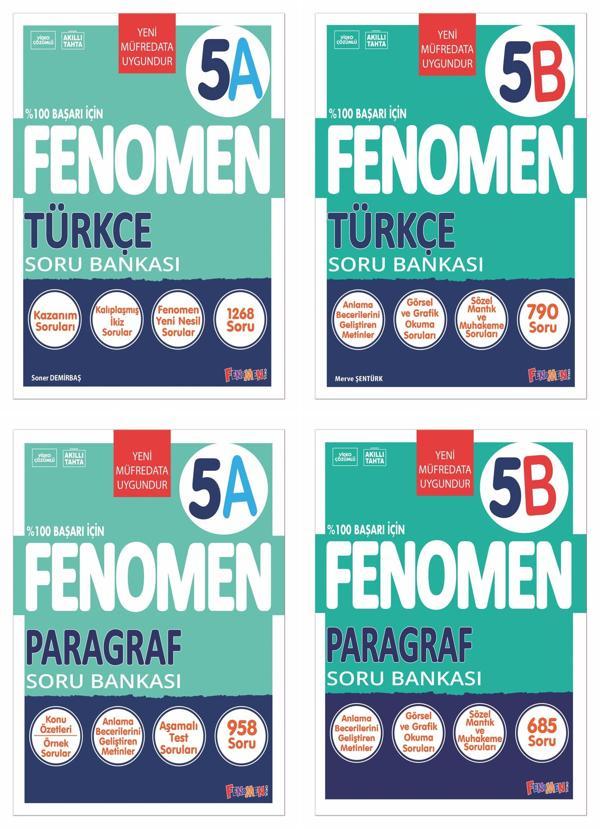 Fenomen Okul 2025 5. Sınıf Türkçe + Paragraf A + B Serisi Soru Seti 4 Kitap Güncel Müfredat - Image 1