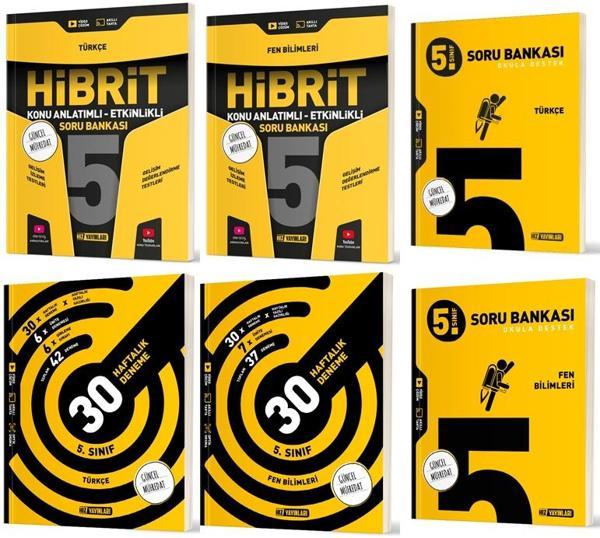 Hız 2025 5. Sınıf Türkçe + Fen Bilimleri Haftalık Deneme + Hibrit + Soru Seti 6 Kitap - Hız Yayınları - Image 1
