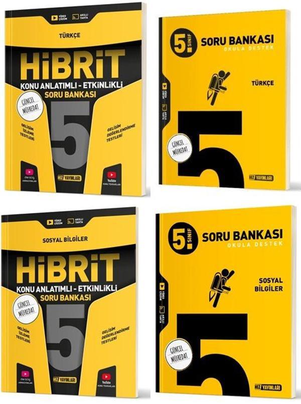 Hız 2025 5. Sınıf Türkçe + Sosyal Bilgiler Soru + Hibrit - Konu Seti 4 Kitap - Hız Yayınları - Image 1