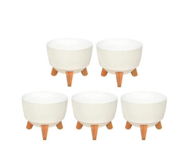 Omnipazar ELF-494 Dekoratif Ayaklı Nostalji Saksı 2.8 lt Beyaz 5 Adet  - Image 1