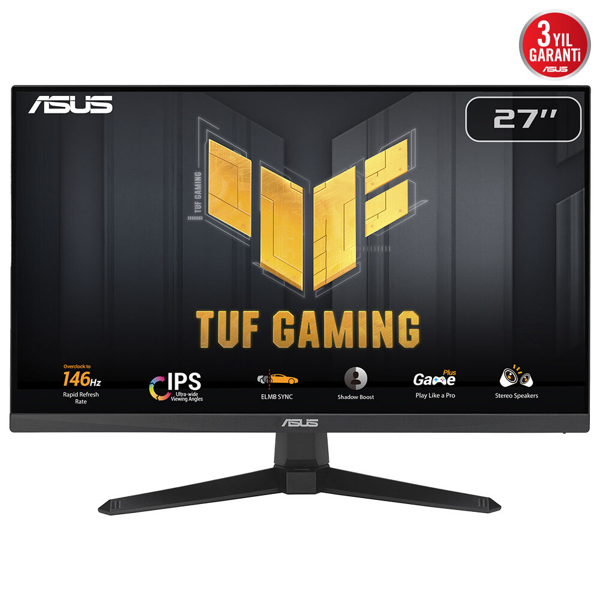 ASUS TUF GAMING VG279QE5A 27" 1ms, 146Hz, Full HD, DP, HDMI, Hoparlör, Fast IPS LED, Düşük Mavi Işık, FreeSync Prem - Image 1