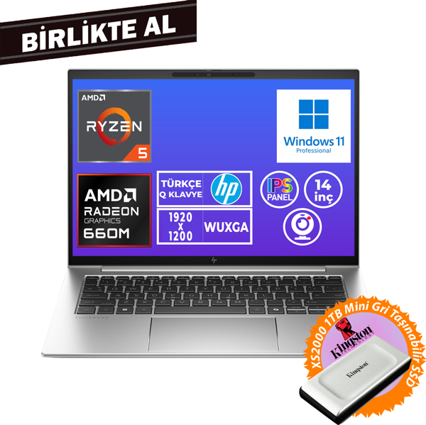 HP EliteBook 845 G9 Ryzen 5 6600U 16GB 512GB SSD 14" WUXGA W11P + XS2000 1 TB SSD 5Z5P1EA 023 - Image 1