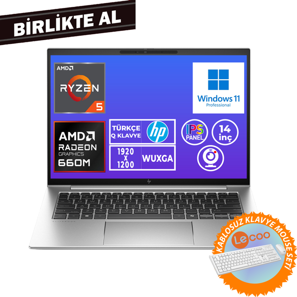 HP EliteBook 845 G9 Ryzen 5 6600U 32GB 1TB SSD 14" WUXGA W11P + Kablosuz Klavye Mouse 5Z5P1EA 030 - Image 1