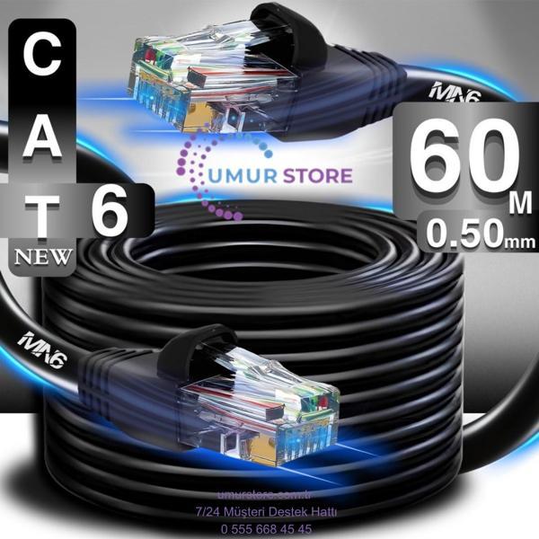 60 Metre Internet Kablosu/0,50mm Utp CAT6 23AWG/ iki Kat Korumalı/iç ve Dış Mekan Uyumlu/ethernet ka - Image 1