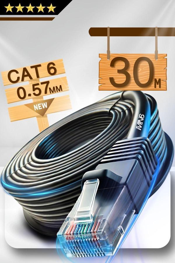 Mn6 M107X 30 Metre Internet Kablosu/Utp 0,57Mm-Cat6 Iki Kat Korumalı/İç Dış Mekan/30M Ethernet Kablosu - Image 1