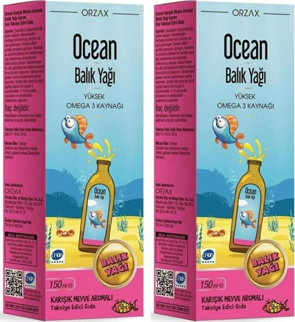 Ocean Tutti Frutti Karışık Meyve Aromalı Balık Yağı Şurup 150 ml 2 Adet - Image 1