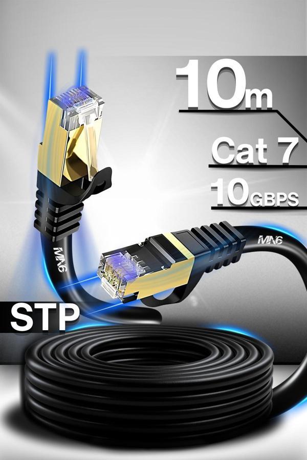 MN6 M109F Cat7 Kablo 10 Metre/Bakır Tel-50 Mikron Altın Kaplama-10Gbps/10 Metre Cat7 Ethernet Kablosu - Image 1