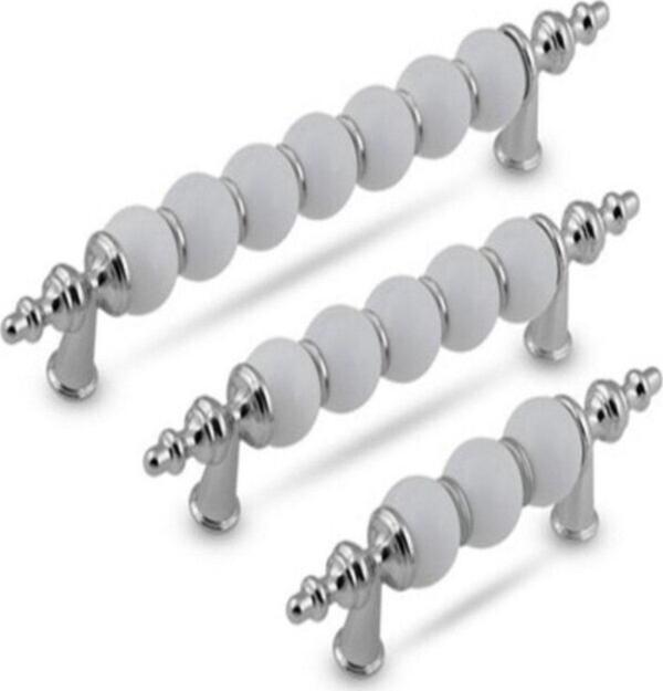 Yaren Metal Polimer Boncuk Lüks Modern Dolap Çekmece Kulpları (224 Mm ) Krom Boncuk - Image 1