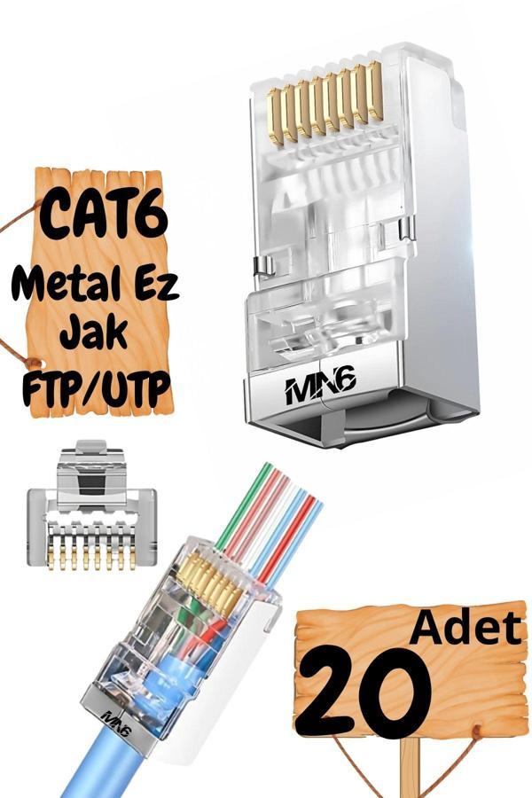 Mn6 M117Xf Cat6 Jack/20 Adet-Metal Ez/Yeni Nesil Rj45 Cat6-8P/8C Açık Uçlu/Cat6 Konnektör - Image 1