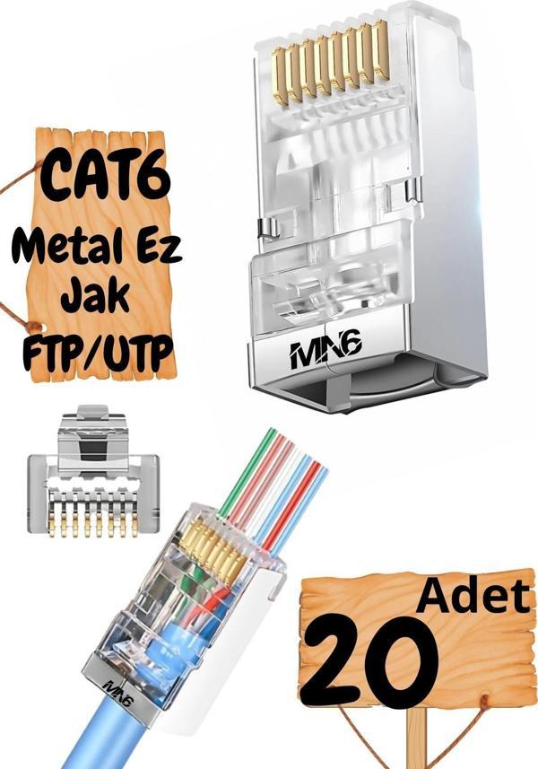 Mn6 M117Xf Cat6 Jack/20 Adet-Metal Ez/Yeni Nesil Rj45 Cat6-8P/8C Açık Uçlu/Cat6 Konnektör - Image 1
