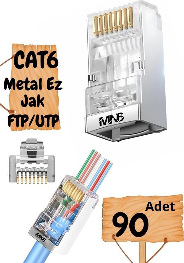 Mn6 M117Xf Cat6 Jack/90 Adet-Metal Ez/Yeni Nesil Rj45 Cat6-8P/8C Açık Uçlu/Cat6 Konnektör - Image 1