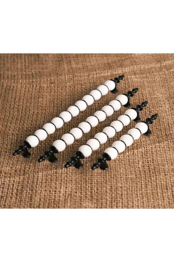 Yaren Metal Polimer Boncuk Lüks Modern Dolap Çekmece Kulpları (224 Mm ) 22,4 Cm Siyah Boncuk-2 Adet - Image 1