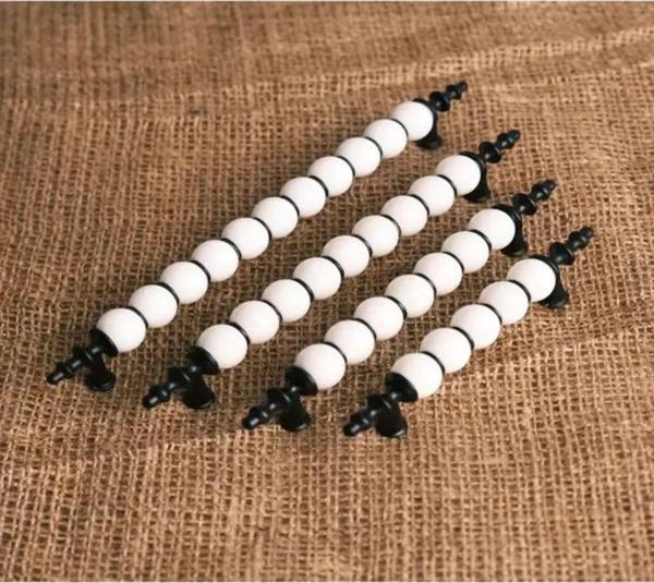 Yaren Metal Polimer Boncuk Lüks Modern Dolap Çekmece Kulpları (224 Mm ) 22,4 Cm Siyah Boncuk-2 Adet - Image 1