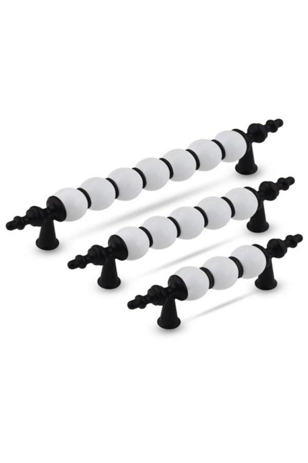 Yaren Metal Polimer Boncuk Lüks Modern Dolap Çekmece Kulpları (224 Mm ) Siyah Boncuk(1 Adet) - Image 1