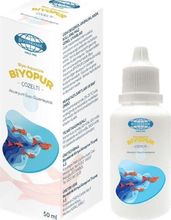 Biyoteknik 6 Adet Biyo Aquacure Biyopur 50 Ml Akvaryum Su Düzenleyici - Image 1