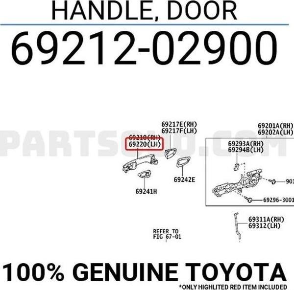 Kapı Kolu Corolla 2013-2018 Arka Dış Sol (Oem No:69212-02900) (Adet) - Image 1