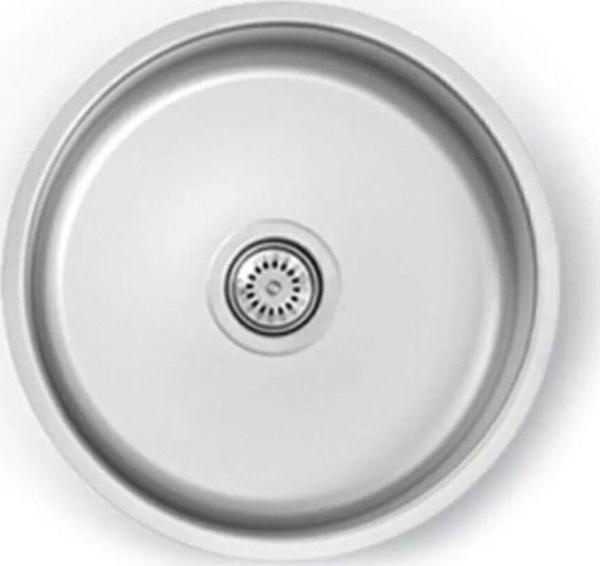 Akmetal 42Cm Çap ,Yuvarlak Evye , Paslanmaz, Daire, Oval Krom Mutfak Lavabosu Evyesi - Image 1