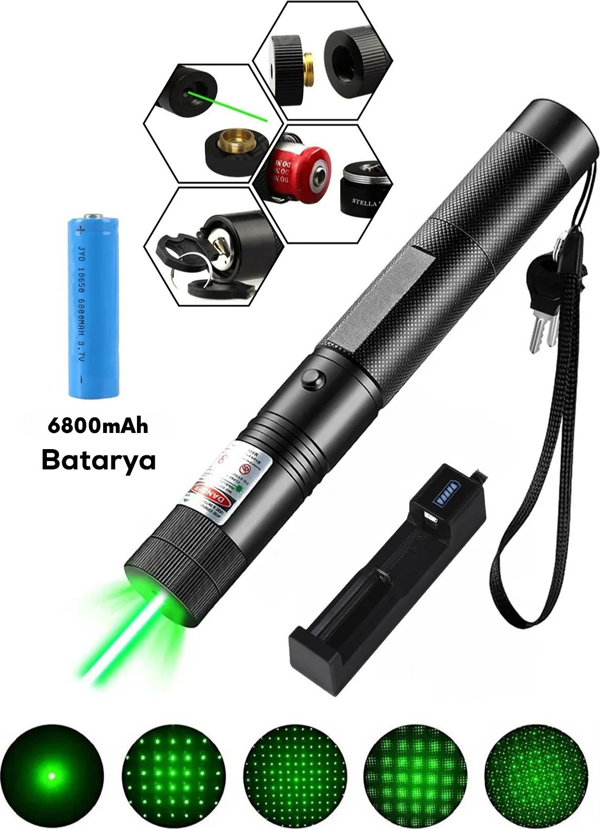 Turbo X Yeşil Şarjlı Lazer Pil Anahtar - Uzun Menzilli, Güçlü Ve Çoklu Işık Efektli Er - Image 1