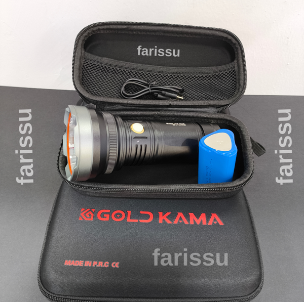 Goldkama 100W Şarjlı El Feneri – 3×18650 Pil, 8800 mAh, 1000m-1500m Menzil, Süper Güçlü LED - Image 1