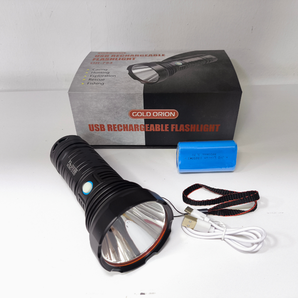 Gold Orion  Şarjlı El Feneri – 9000 Lümen, 100W Işık Gücü, 8800 mAh Batarya, Alüminyum Gövde - Image 1