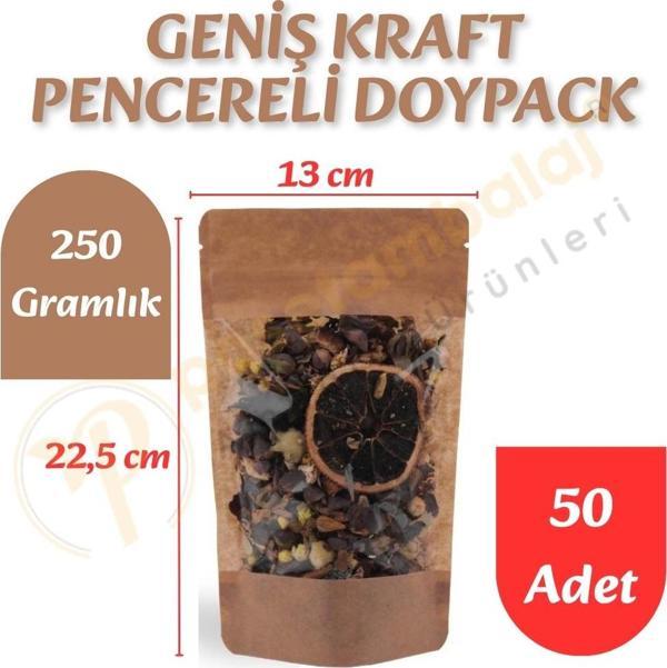 Geniş Kraft Pencereli Doypack 13x22,5x7 cm (50 Adet) - Image 1