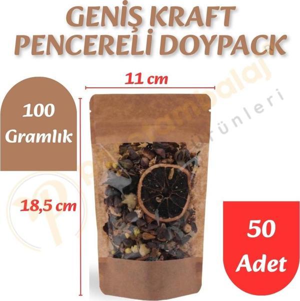 Geniş Kraft Pencereli Doypack 11x18,5x7 cm (50 Adet) - Image 1