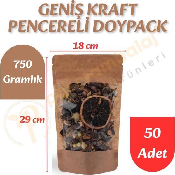 Geniş Kraft Pencereli Doypack 18x29x9 cm (50 Adet) - Image 1