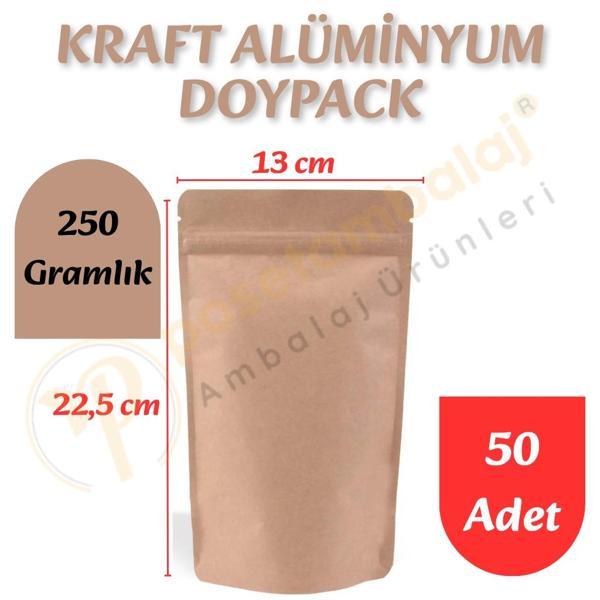 Kraft Alüminyum Doypack 13x22,5x7 cm (50 Adet) - Image 1
