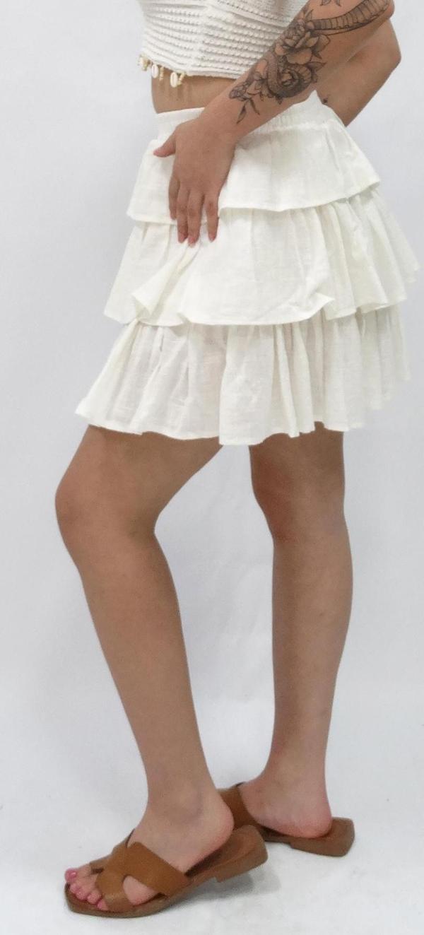 Kadın Nisan Fırfırlı Keten Etek - Image 1