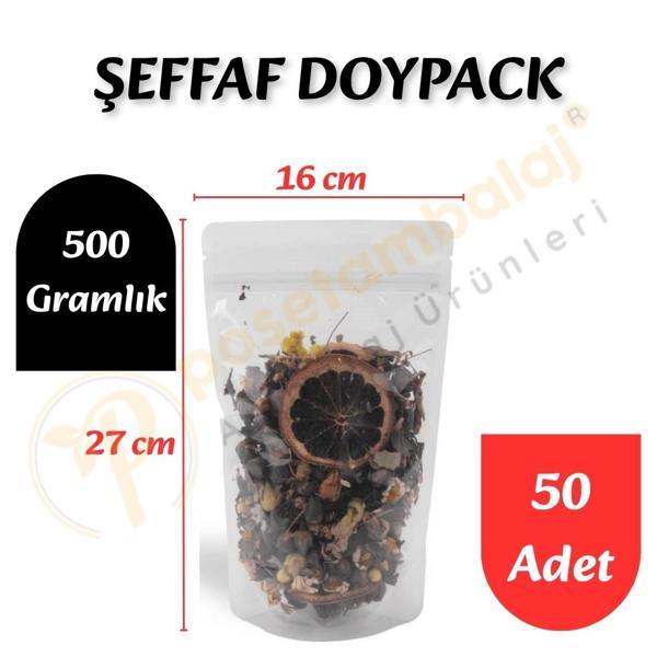 Şeffaf Doypack 16x27x8 cm (50 Adet) - Image 1
