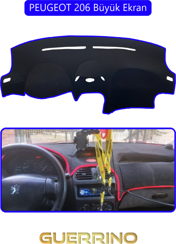 Ett Peugeot 206 Büyük Ekrantorpido Koruma Halısı Mavi Kenar  - Image 1