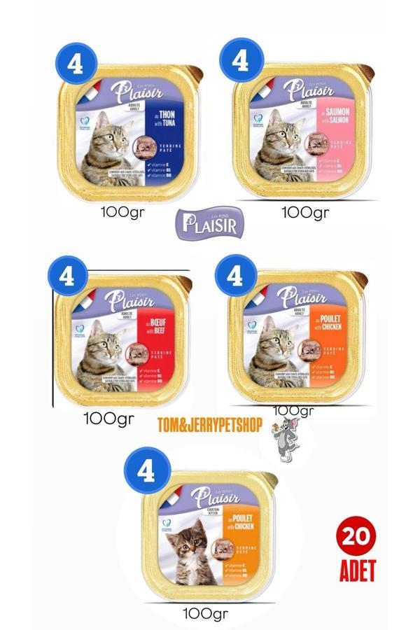 Plaisir Karışık Pate Yaş Tabak Set Kedi Maması 100 Gr x  20 Adet - Image 1