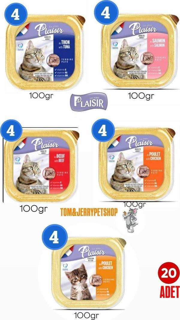 Plaisir Karışık Pate Yaş Tabak Set Kedi Maması 100 Gr x  20 Adet - Image 1
