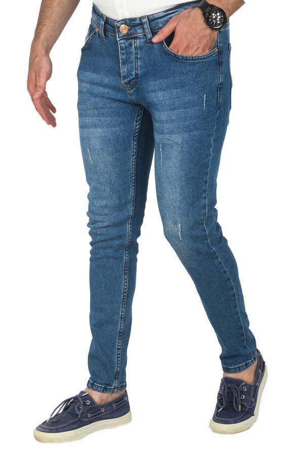 DeepSEA Erkek Mavi Slim Fit Dar Kesim Likralı Jean Tırnak Taşlamalı Kot Pantolon 2508205 - Image 1