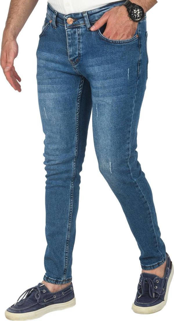DeepSEA Erkek Mavi Slim Fit Dar Kesim Likralı Jean Tırnak Taşlamalı Kot Pantolon 2508205 - Image 1