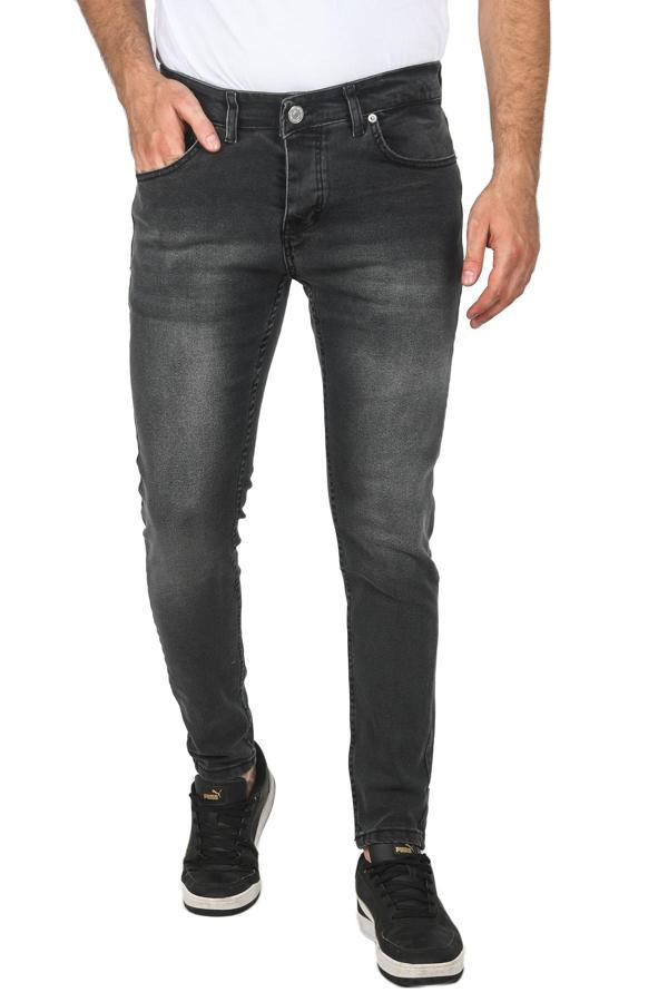 DeepSEA Erkek Antrasit Slim Fit Dar Kesim Likralı Jeans Taşlanmış Kot Pantolon 2508187 - Image 1