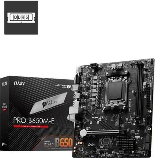 Msı Pro B650m-e Ddr5 6800mhz 1xvga 1xhdmı 1xm.2 Usb 3.2 Matx Am5(amd Am5 9000/8000/7000 Serileri İle - Image 1