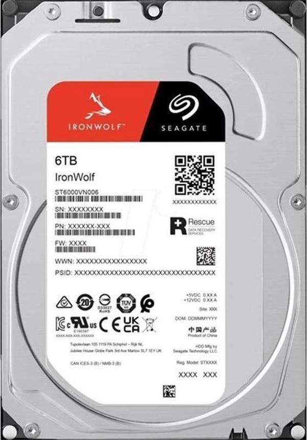 6 Tb Seagate 3.5 Ironwolf Sata3 5400rpm 256mb St6000vn006 (3 Yıl Resmı Dıst Garantılı) - Image 1