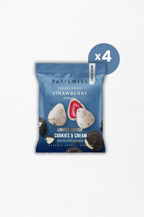 Beyaz Çikolatalı Kremalı Bisküvili Çilek Draje, 50G x 4 Adet - Image 1