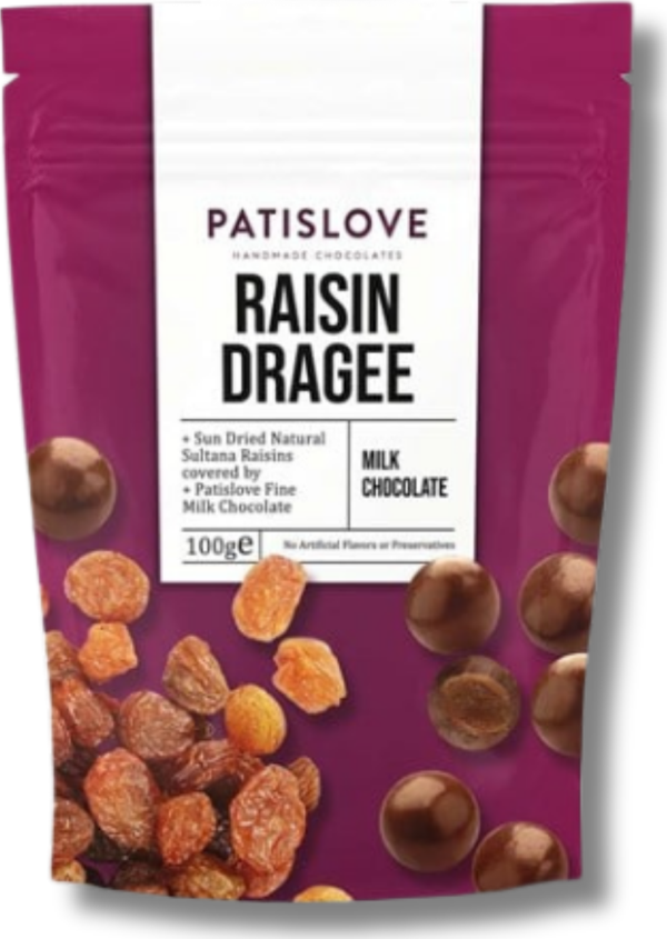 Patislove Sütlü Çikolatalı Üzüm Draje, 100g - Image 1