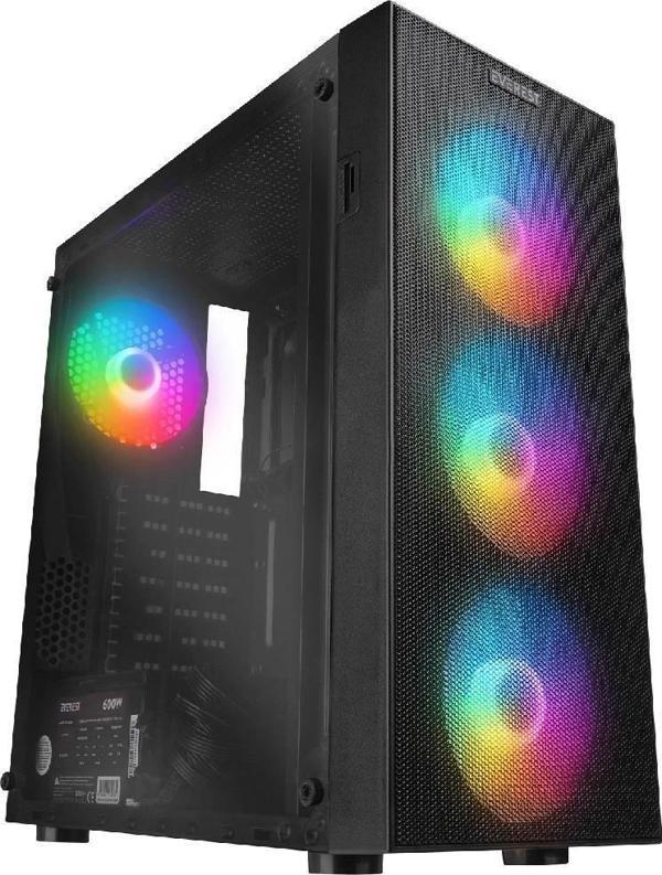 Everest Faced V5 Mesh 600w Rgb Siyah Gaming Kasa - Image 1