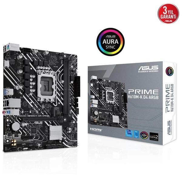 Asus Prıme H610m-k D4 Argb Ddr4 3200mhz 1xhdmı 1xm.2 Usb 3.2 Matx 1700p (12. / 13. Ve 14. Nesil İşle - Image 1