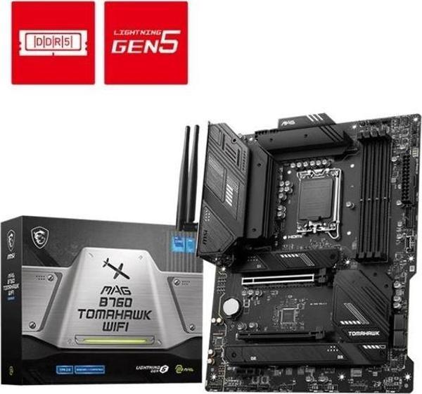 Msı Mag B760 Tomahawk Wıfı Ddr5 5400mhz 1xhdmı 1xdp 3xm.2 Usb 3.2 Atx 1700p (12. / 13. Ve 14. Nesil  - Image 1