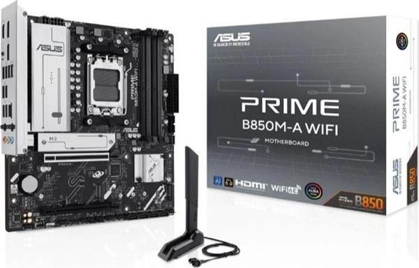 Asus Prıme B850m-a Wıfı Ddr5 8000mt/s 1xhdmı 2xdp 3xm.2 Usb3.2 Matx Am5 (amd Am5 9000/8000/7000 Seri - Image 1