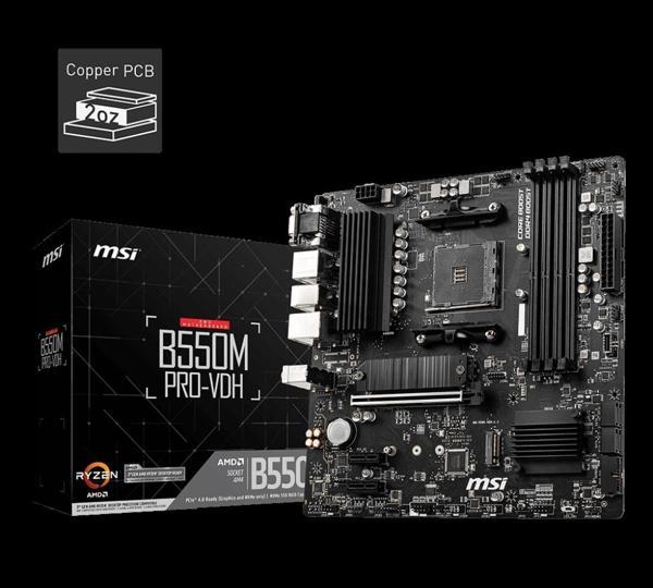 Msı B550m Pro-vdh Ddr4 4400mhz 1xvga 1xhdmı 1xdp 2xm.2 Usb 3.2 Matx Am4 (amd 5000 Ve 3000 Serisi İşl - Image 1