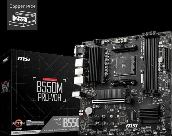 Msı B550m Pro-vdh Ddr4 4400mhz 1xvga 1xhdmı 1xdp 2xm.2 Usb 3.2 Matx Am4 (amd 5000 Ve 3000 Serisi İşl - Image 1