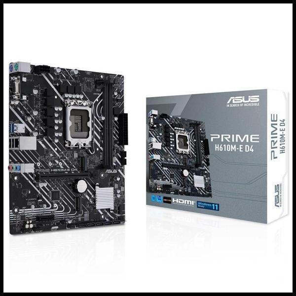 Asus Prıme H610m-e D4-csm, 2xddr4, 2x M.2, D-sub, Hdmı, Dp, 12-13.14.nesil, Lga1700 Soket, Anakart - Image 1